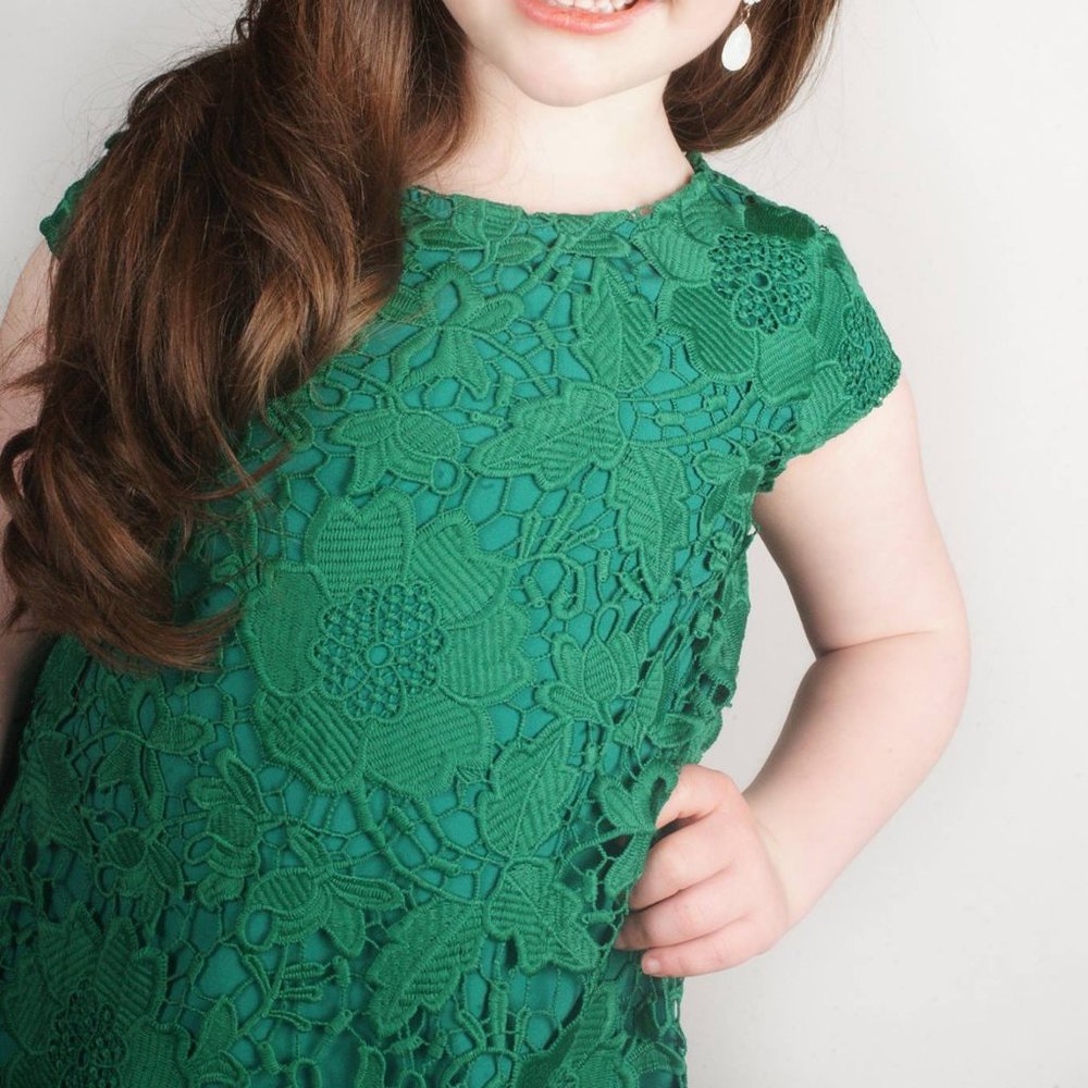 Green floral overlay dress